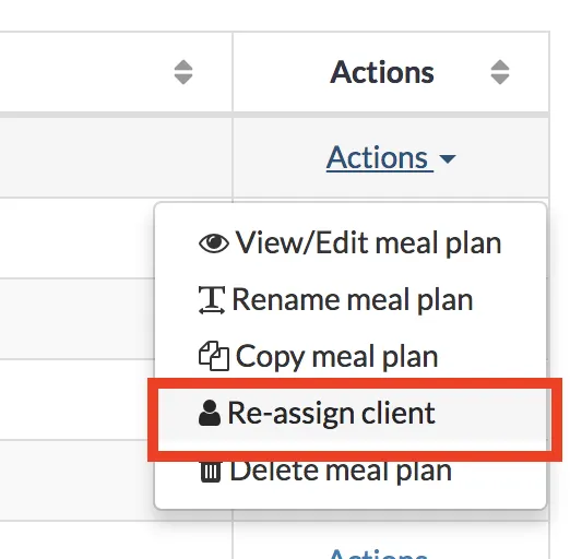 re-assign client for meal plan